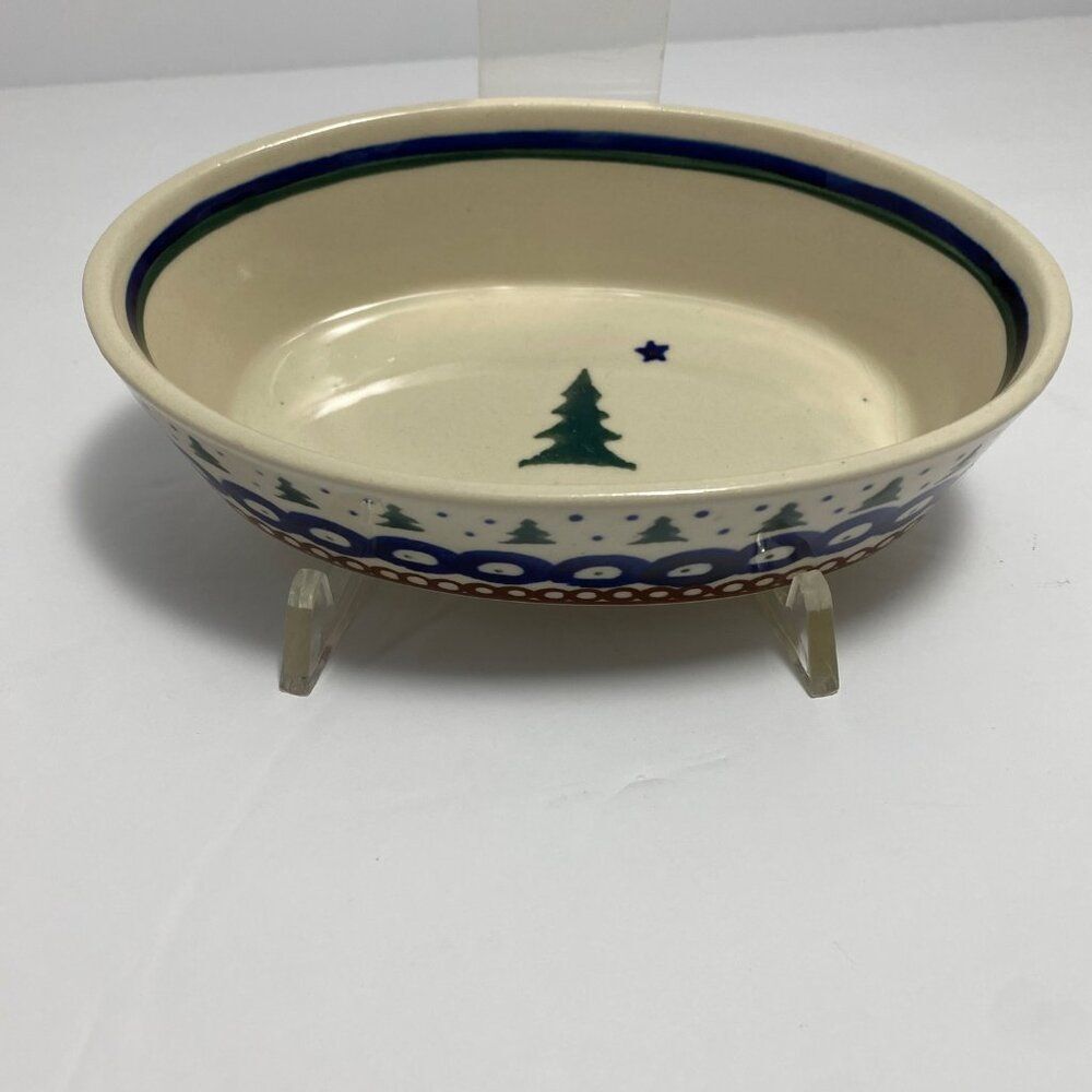 Boleslawiec Pottery Christmas Winter Oval Serving Dish | 6.25" | Poland Handmade